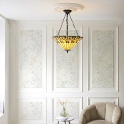 Jamelia - Satin Black 3 Light Pendant with Tiffany Glass