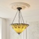 Interiors1900-111881 - Jamelia - Satin Black 3 Light Pendant with Tiffany Glass