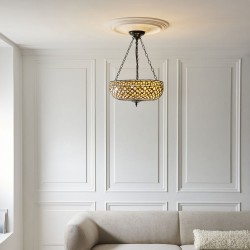 Mille Feux - Satin Black 3 Light Pendant with Tiffany Glass