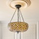 Interiors1900-111882 - Mille Feux - Satin Black 3 Light Pendant with Tiffany Glass