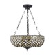 Interiors1900-111882 - Mille Feux - Satin Black 3 Light Pendant with Tiffany Glass