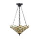 Interiors1900-111884 - Pearl - Satin Black 3 Light Pendant with Tiffany Glass