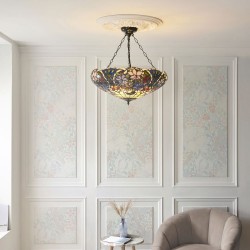 Sullivan - Satin Black 3 Light Pendant with Tiffany Glass