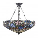 Sullivan - Satin Black 3 Light Pendant with Tiffany Glass