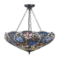 Sullivan - Satin Black 3 Light Pendant with Tiffany Glass