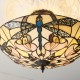 Interiors1900-111892 - Ashton - Satin Black 3 Light Semi Flush with Tiffany Glass