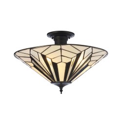 Astoria - Satin Black 3 Light Semi Flush with Tiffany Glass