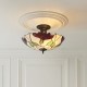 Interiors1900-111896 - Botanica - Satin Black 3 Light Semi Flush with Tiffany Glass