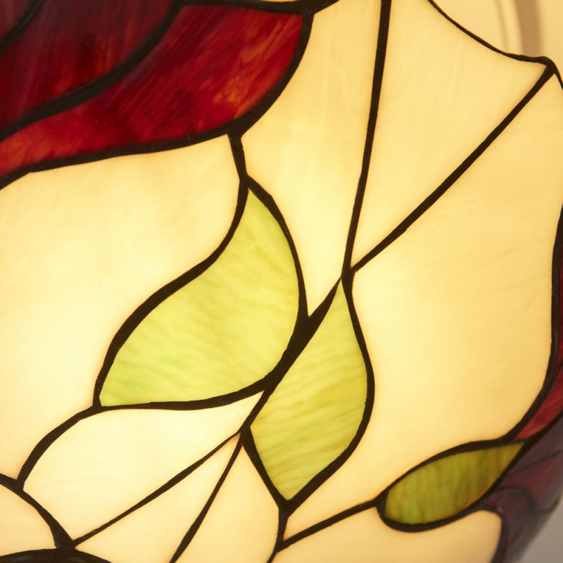 Interiors1900-111896 - Botanica - Satin Black 3 Light Semi Flush with Tiffany Glass