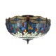 Interiors1900-111899 - Dragonfly - Satin Black 3 Light Flush with Tiffany Glass