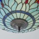 Interiors1900-111899 - Dragonfly - Satin Black 3 Light Flush with Tiffany Glass