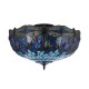 Interiors1900-111899 - Dragonfly - Satin Black 3 Light Flush with Tiffany Glass