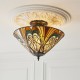 Interiors1900-111905 - Hector - Satin Black 3 Light Semi Flush with Tiffany Glass