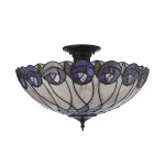 Hutchinson - Satin Black 3 Light Semi Flush with Tiffany Glass