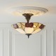 Interiors1900-111907 - Ingram - Satin Black 3 Light Semi Flush with Tiffany Glass