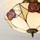 Interiors1900-111907 - Ingram - Satin Black 3 Light Semi Flush with Tiffany Glass