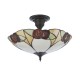 Interiors1900-111907 - Ingram - Satin Black 3 Light Semi Flush with Tiffany Glass
