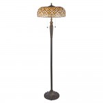 Mille Feux - Satin Black 2 Light Floor Lamp with Tiffany Glass