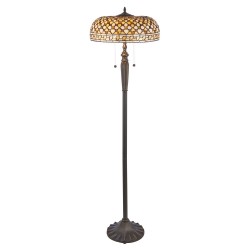 Mille Feux - Satin Black 2 Light Floor Lamp with Tiffany Glass