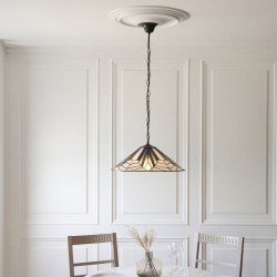 Astoria - Satin Black 3 Light Pendant with Tiffany Glass