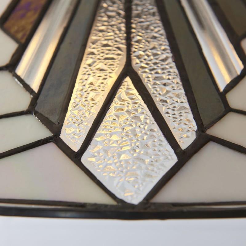 Interiors1900-111922 - Astoria - Satin Black 3 Light Pendant with Tiffany Glass