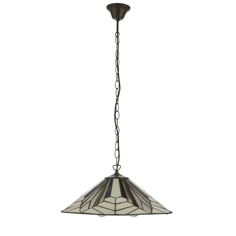 Interiors1900-111922 - Astoria - Satin Black 3 Light Pendant with Tiffany Glass