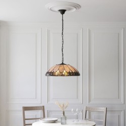 Brooklyn - Satin Black 3 Light Pendant with Tiffany Glass