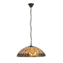 Brooklyn - Satin Black 3 Light Pendant with Tiffany Glass