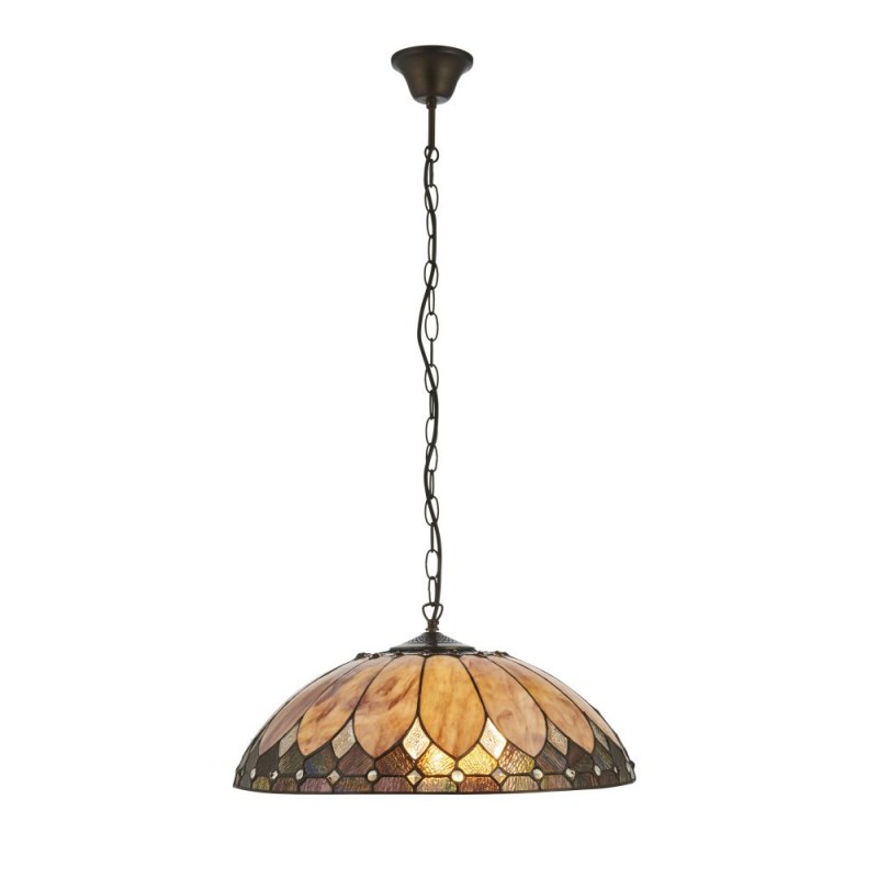 Interiors1900-64346 - Brooklyn - Satin Black 3 Light Pendant with Tiffany Glass