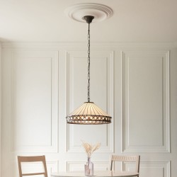 Fargo - Satin Black 3 Light Pendant with Tiffany Glass