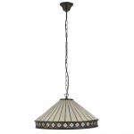 Fargo - Satin Black 3 Light Pendant with Tiffany Glass