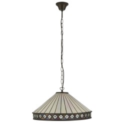 Fargo - Satin Black 3 Light Pendant with Tiffany Glass