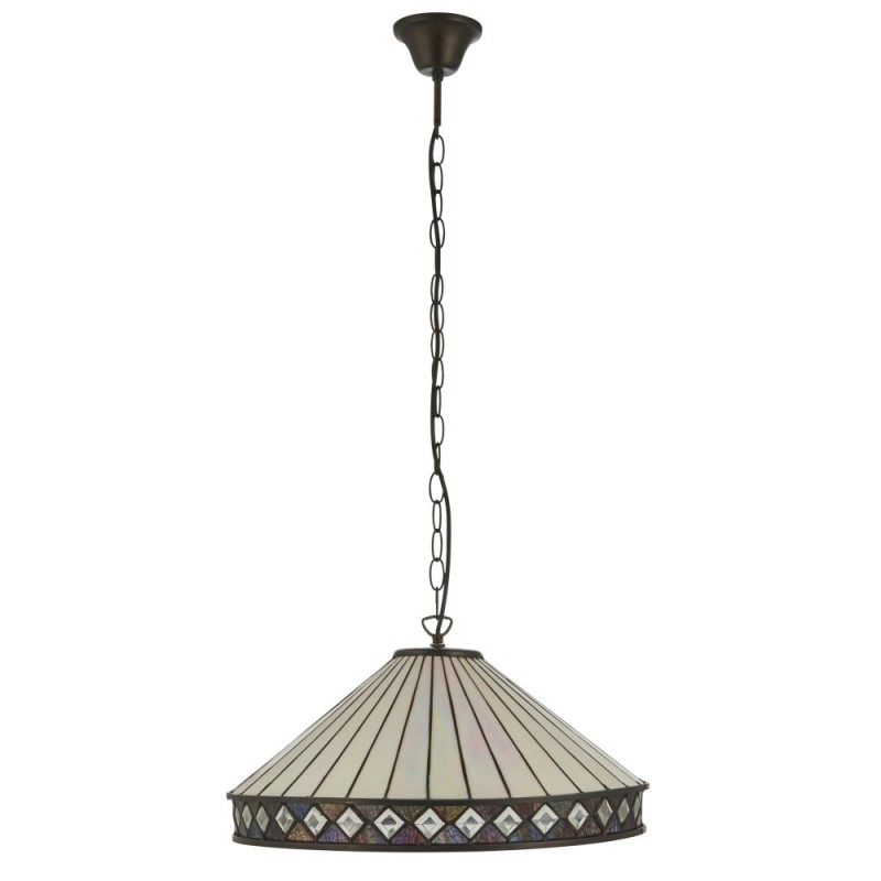 Interiors1900-111961 - Fargo - Satin Black 3 Light Pendant with Tiffany Glass