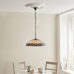 Hutchinson - Satin Black 3 Light Pendant with Tiffany Glass
