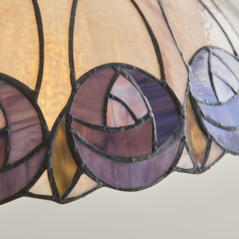 Interiors1900-111985 - Hutchinson - Satin Black 3 Light Pendant with Tiffany Glass