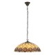 Interiors1900-111985 - Hutchinson - Satin Black 3 Light Pendant with Tiffany Glass