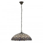 Hutchinson - Satin Black 3 Light Pendant with Tiffany Glass