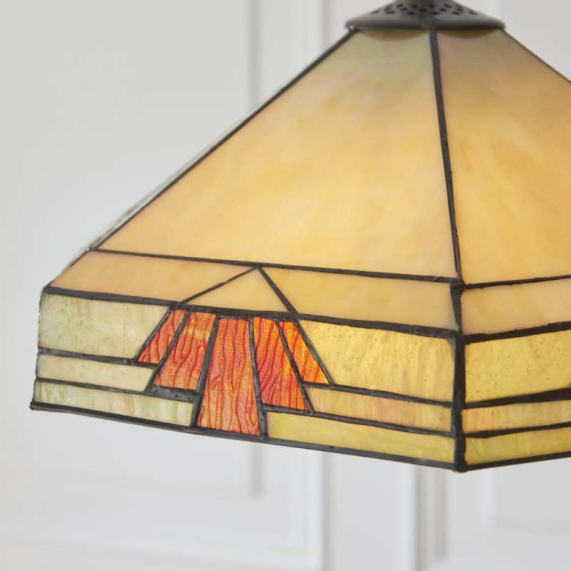 Interiors1900-111989 - Nevada - Satin Black 3 Light Pendant with Tiffany Glass