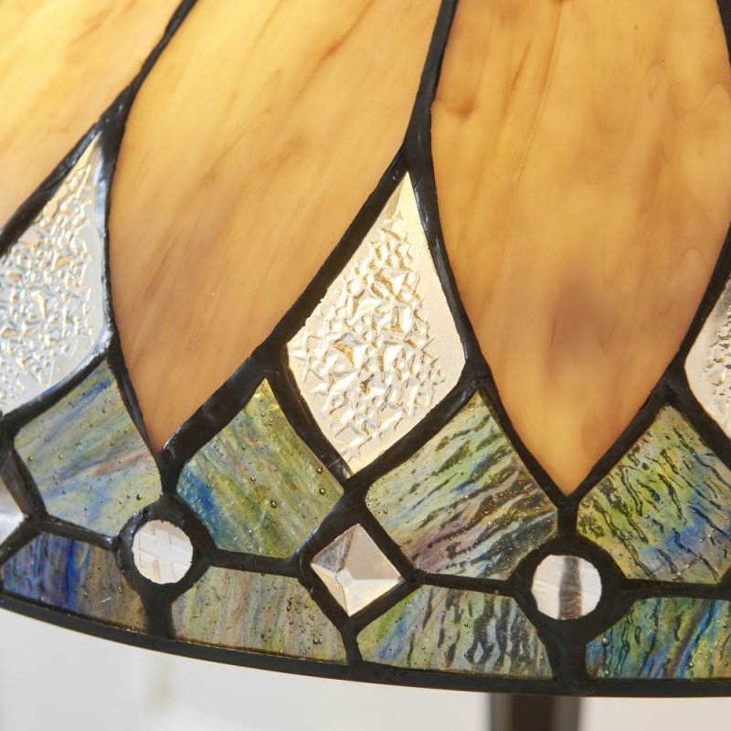 Interiors1900-112183 - Brooklyn - Satin Black 2 Light Table Lamp with Tiffany Glass