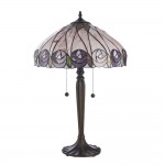 Hutchinson - Satin Black 2 Light Table Lamp with Tiffany Glass