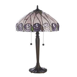 Hutchinson - Satin Black 2 Light Table Lamp with Tiffany Glass