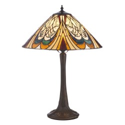 Hector - Satin Black Table Lamp with Tiffany Glass