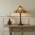 Hector - Satin Black Table Lamp with Tiffany Glass