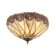 Interiors1900-112188 - Hutchinson - Satin Black 2 Light Flush with Tiffany Glass