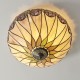 Interiors1900-112188 - Hutchinson - Satin Black 2 Light Flush with Tiffany Glass