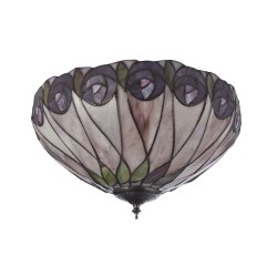 Hutchinson - Satin Black 2 Light Flush with Tiffany Glass