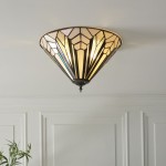 Astoria - Satin Black 3 Light Flush with Tiffany Glass