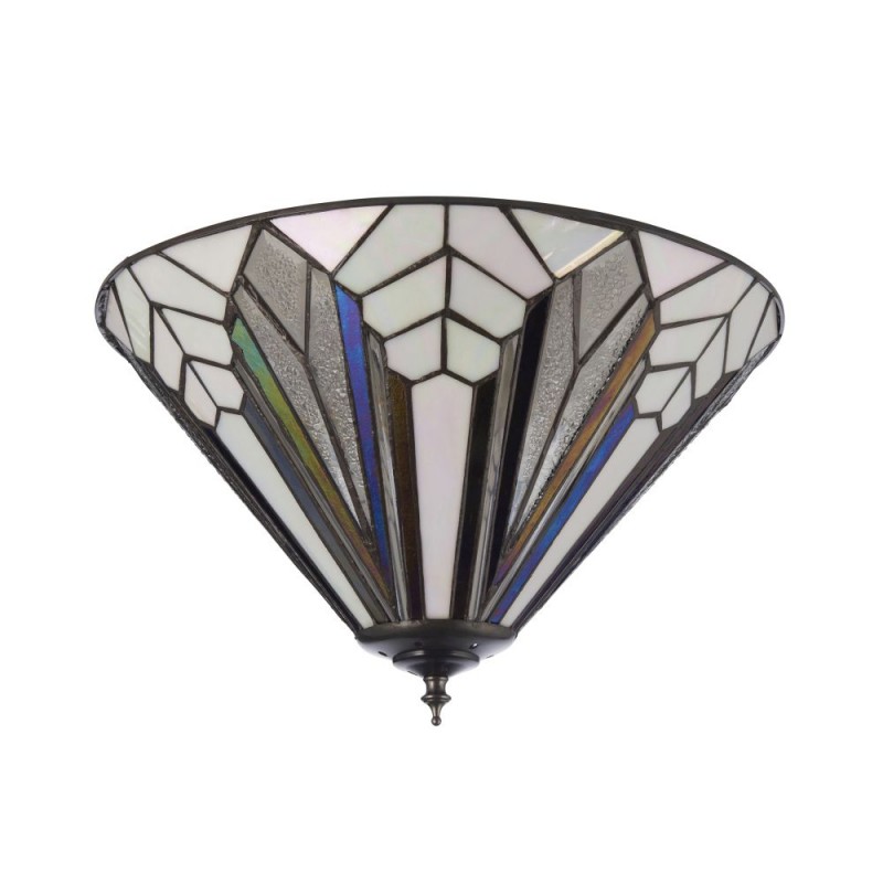 Interiors1900-112191 - Astoria - Satin Black 3 Light Flush with Tiffany Glass