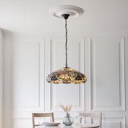Sullivan - Satin Black 3 Light Pendant with Tiffany Glass