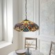 Interiors1900-112193 - Sullivan - Satin Black 3 Light Pendant with Tiffany Glass